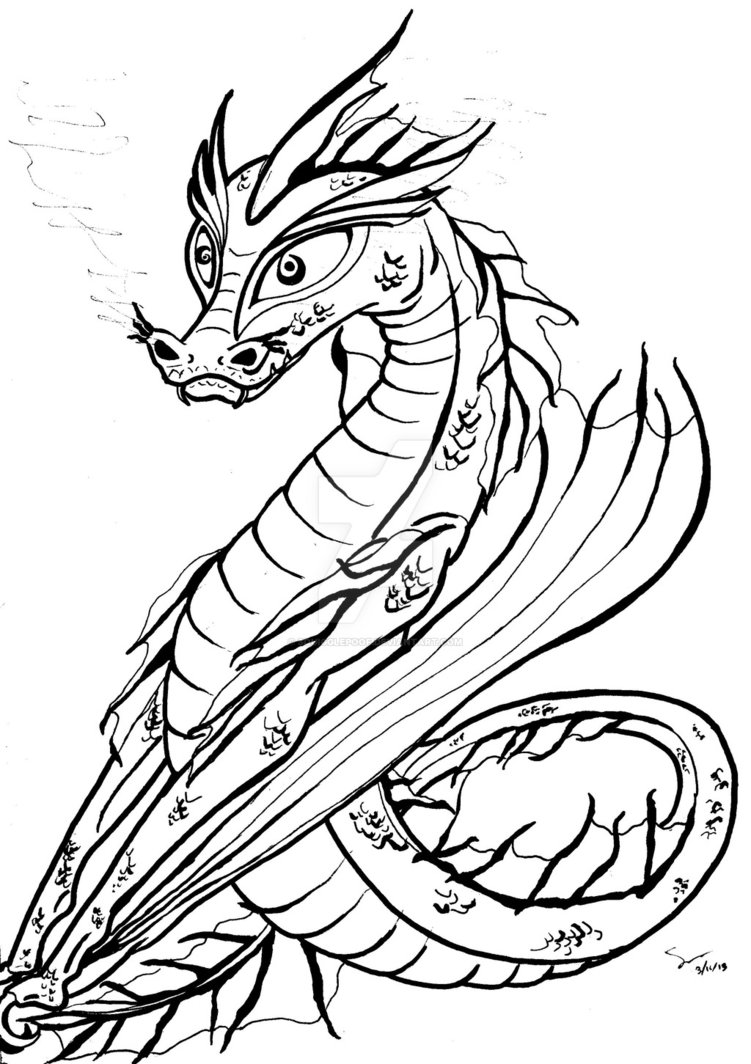 751x1064 Seawater Dragon Outline By Squigglepoof