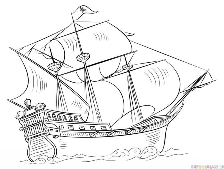 760x575 How To Draw A Pirate Ship Step By Step. Drawing Tutorials For Kids