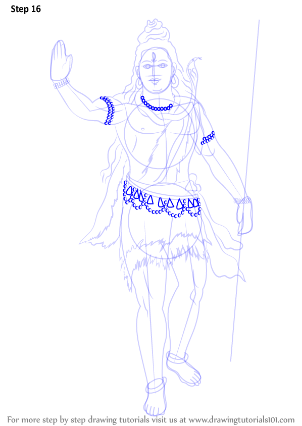 598x844 Learn How To Draw Lord Shiva Standing (Hinduism) Step By Step