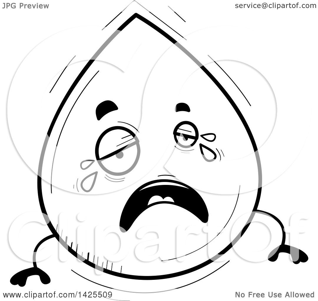1080x1024 Clipart Of A Cartoon Black And White Lineart Doodled Crying Water