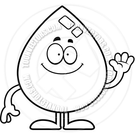 460x460 Cartoon Water Drop Waving (Black And White Line Art) By Cory