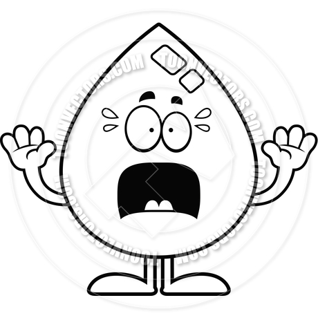 460x460 Cartoon Water Drop Scared (Black And White Line Art) By Cory