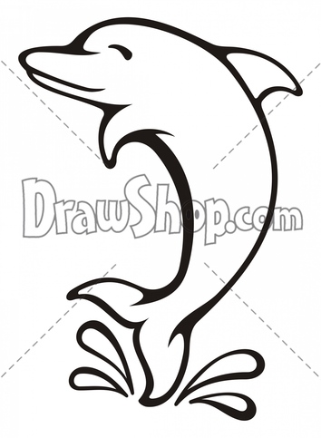 354x483 Rf Graphic From Drawshop Simple Black And White Dolphin Cartoon