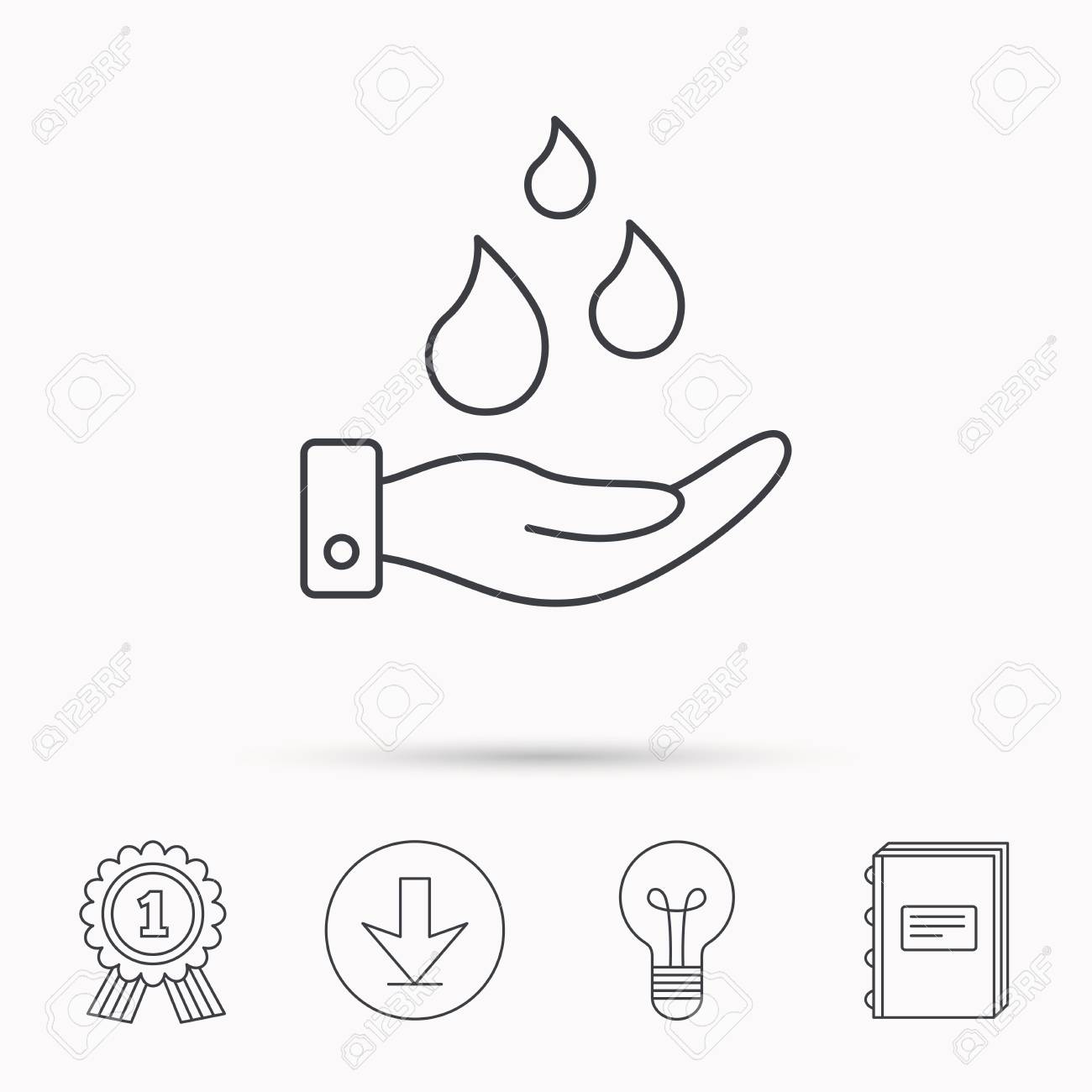 1300x1300 Save Water Icon. Hand With Water Drops Sign. Ecology Environment