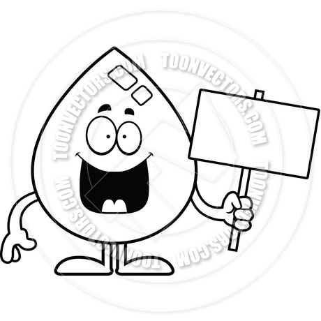 460x460 Cartoon Water Drop Sign (Black And White Line Art) By Cory Thoman