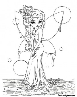 268x338 Printable Beautiful Fairy On Water Coloring In Pages