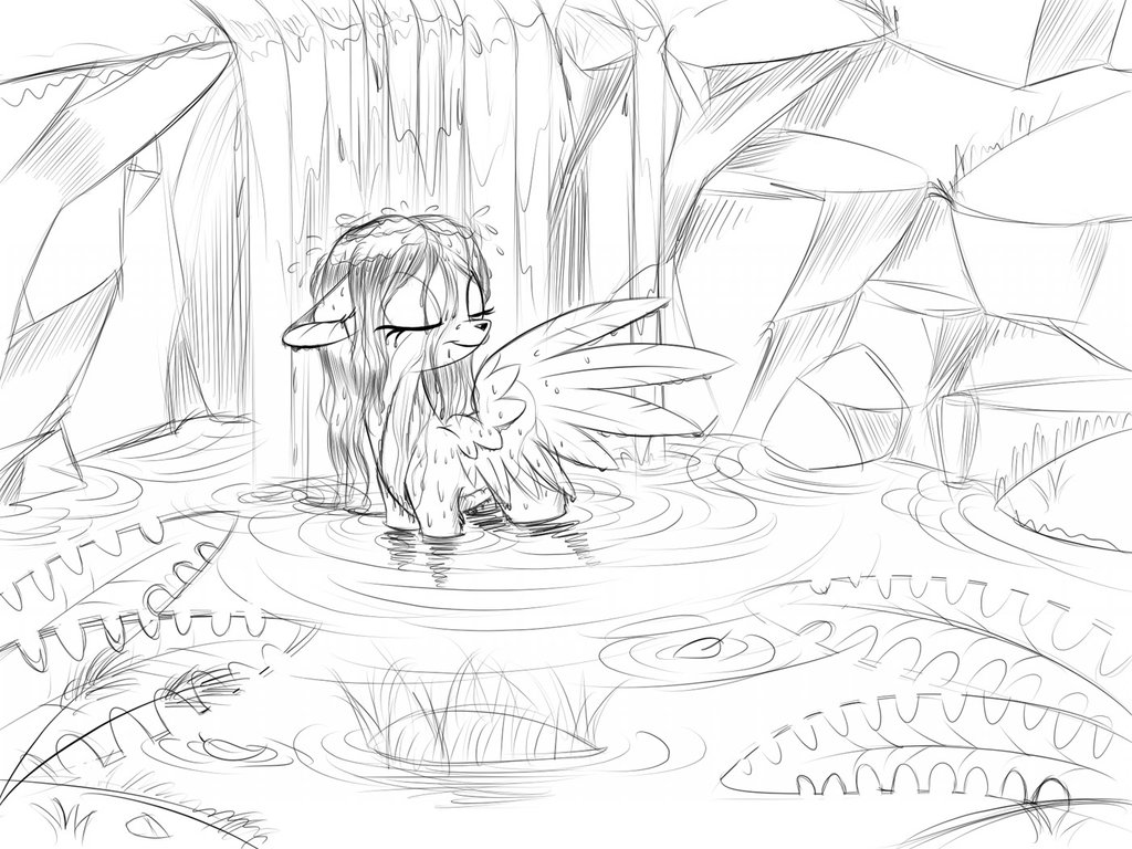 1024x768 Under Waterfall By Sirzi