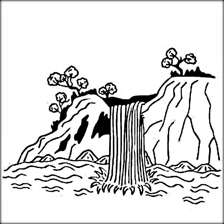 768x768 Amazing Waterfall Coloring Picture Printable Online Printable