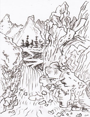 308x400 As I Draw Them Waterfall Painting