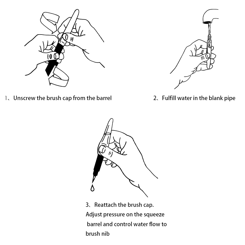 950x950 Hot Sale Flat Tip Shape Large Capacity Barrel Water Soft Pen Water