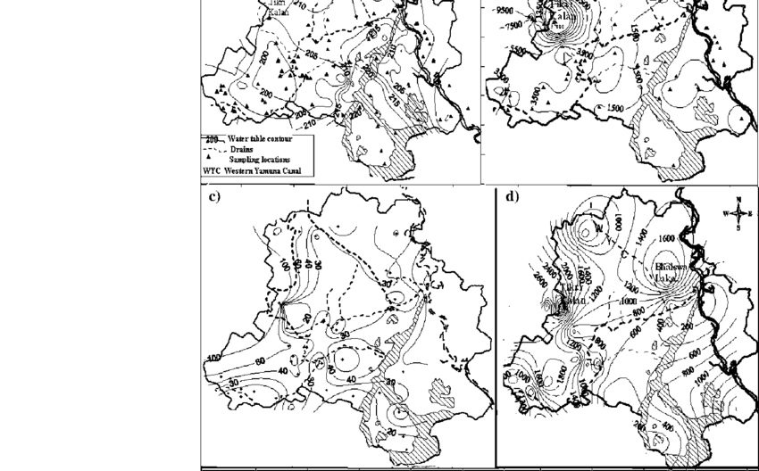 850x528 Contour Maps Of A Water Table Elevation, Flow Direction