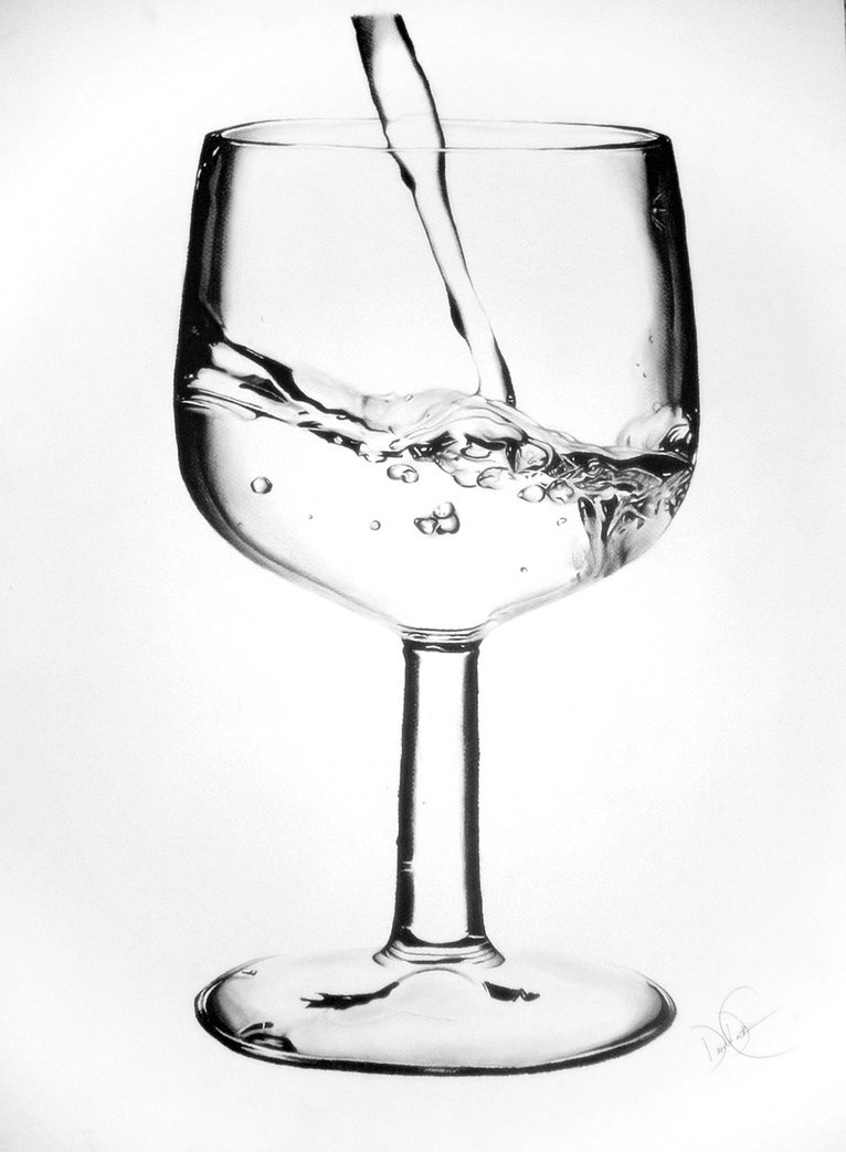 766x1043 Wine Glass Of Water Drawing By Desiangel1