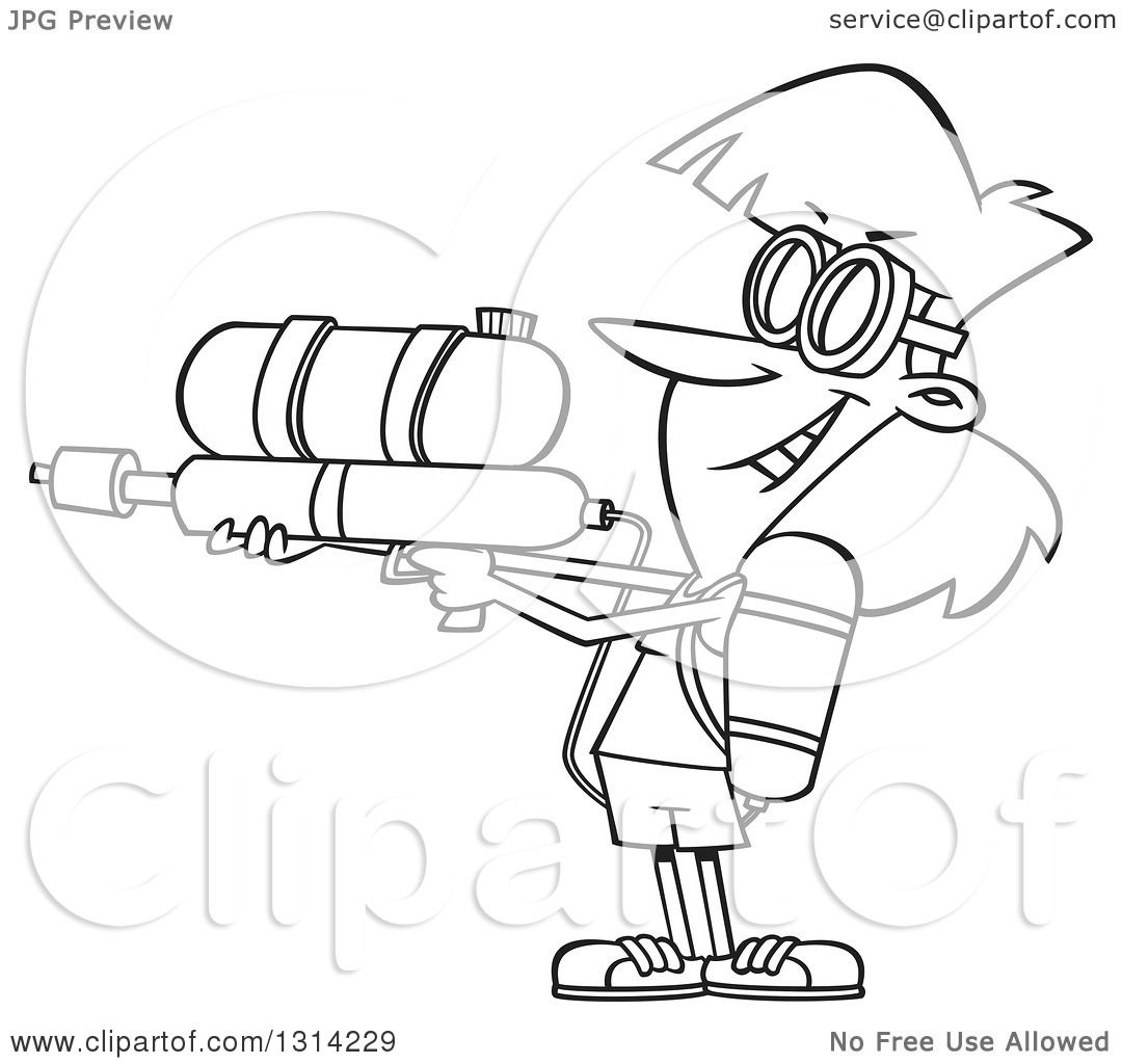 1080x1024 Outline Clipart Of A Black And White Cartoon Playful Woman Armed