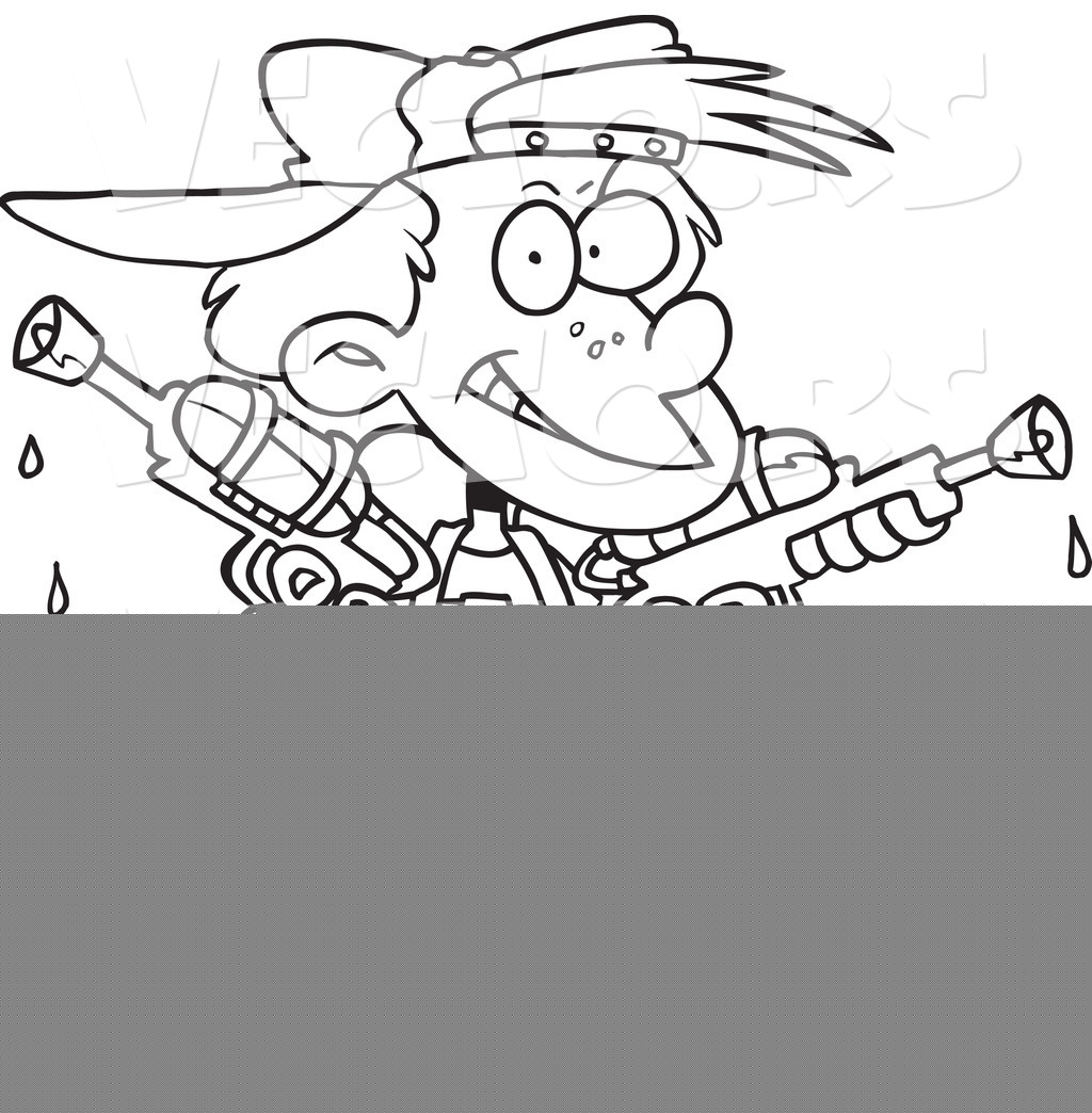 1024x1044 Vector Of A Cartoon Boy Holding Two Soaker Guns