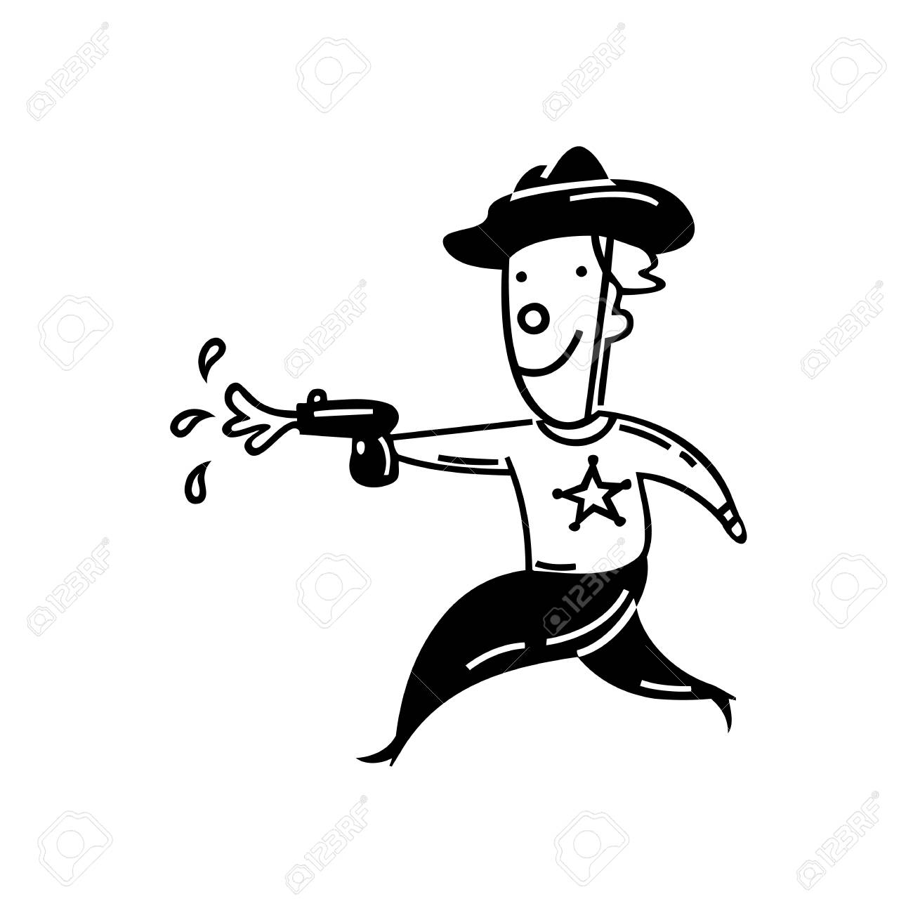 1300x1300 Boy Playing Water Gun Cartoon Royalty Free Cliparts, Vectors,