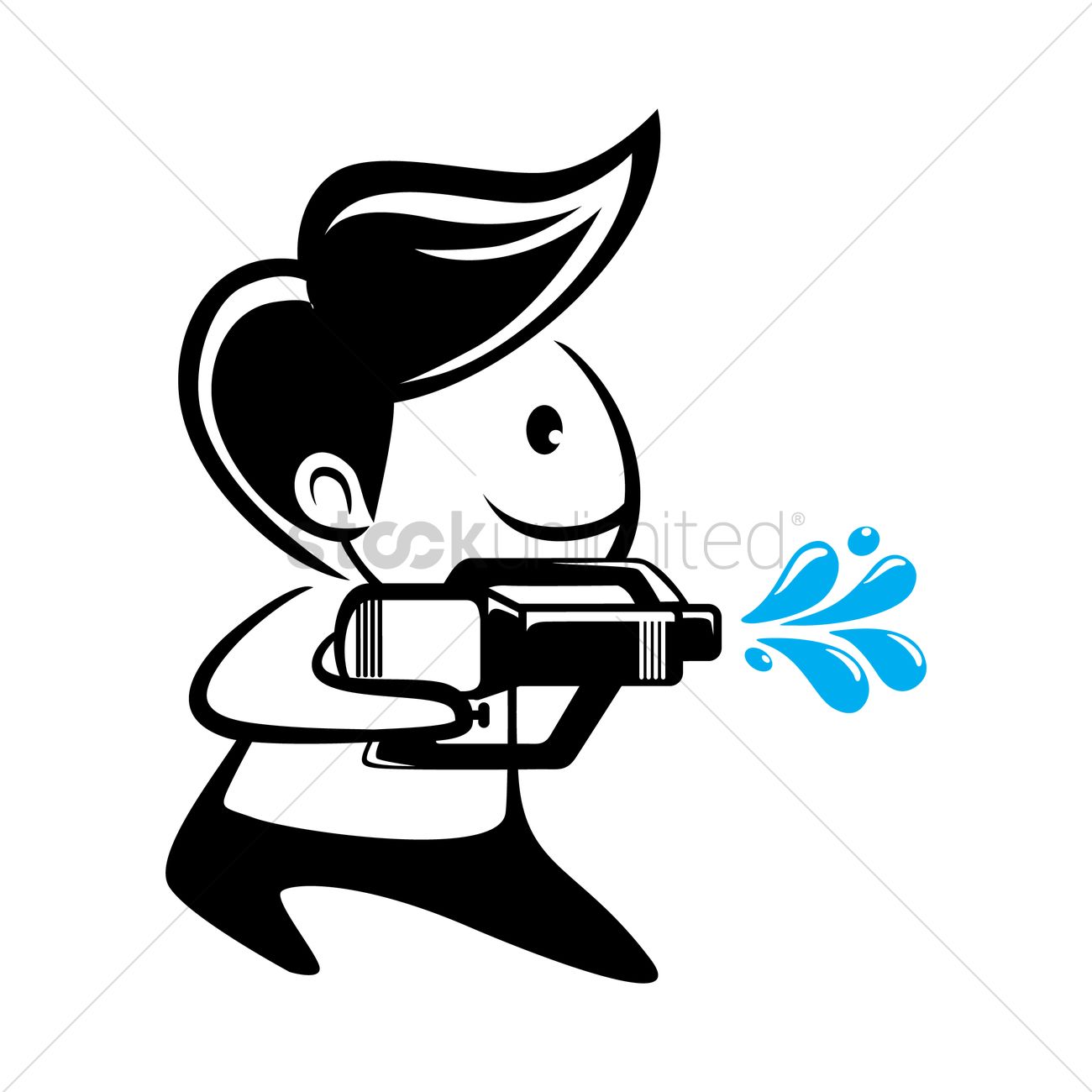 1300x1300 Boy Playing With Water Gun Vector Image