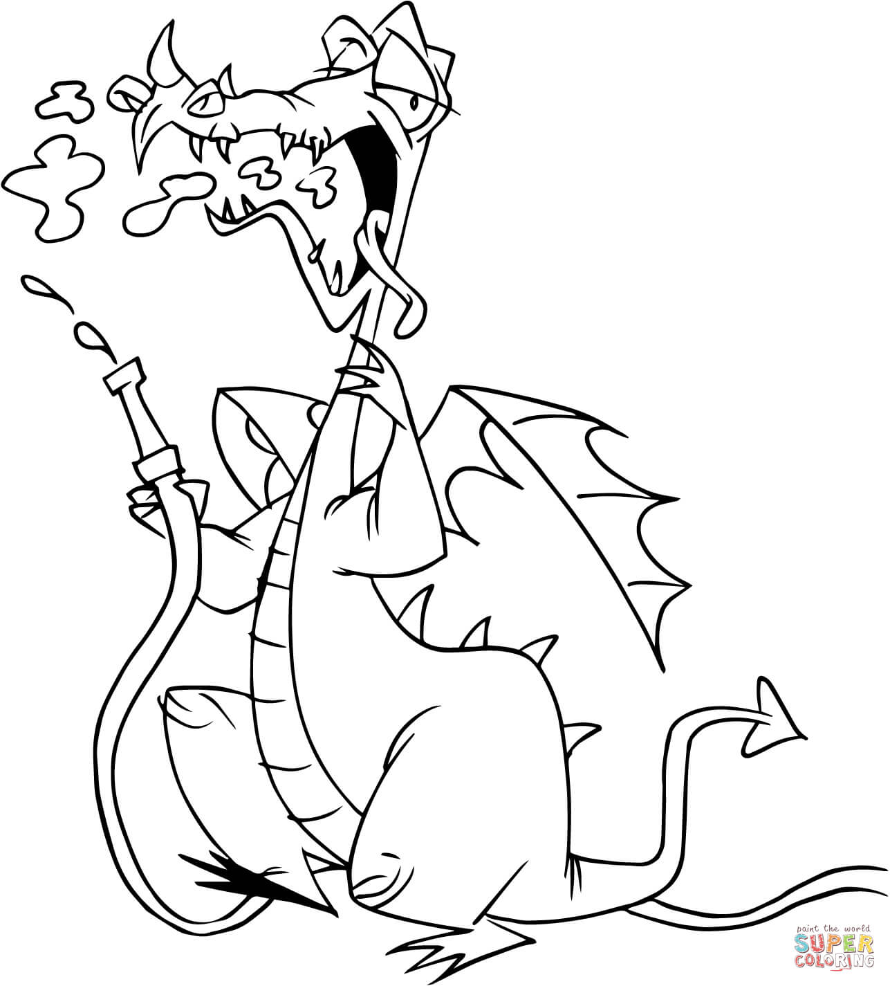 1287x1425 Dragon With Water Hose Coloring Page Free Printable Coloring Pages