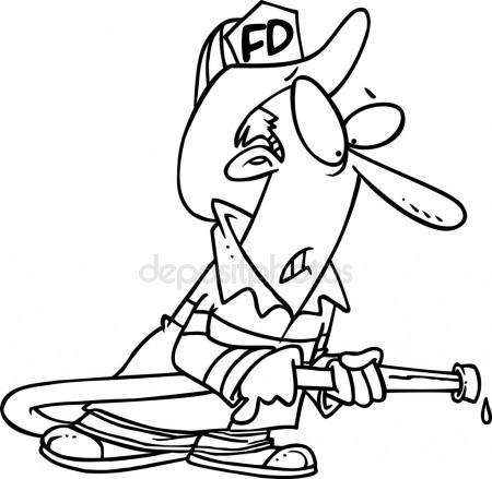 450x439 Cartoon Fireman With Water Hose Stock Vector Ronleishman