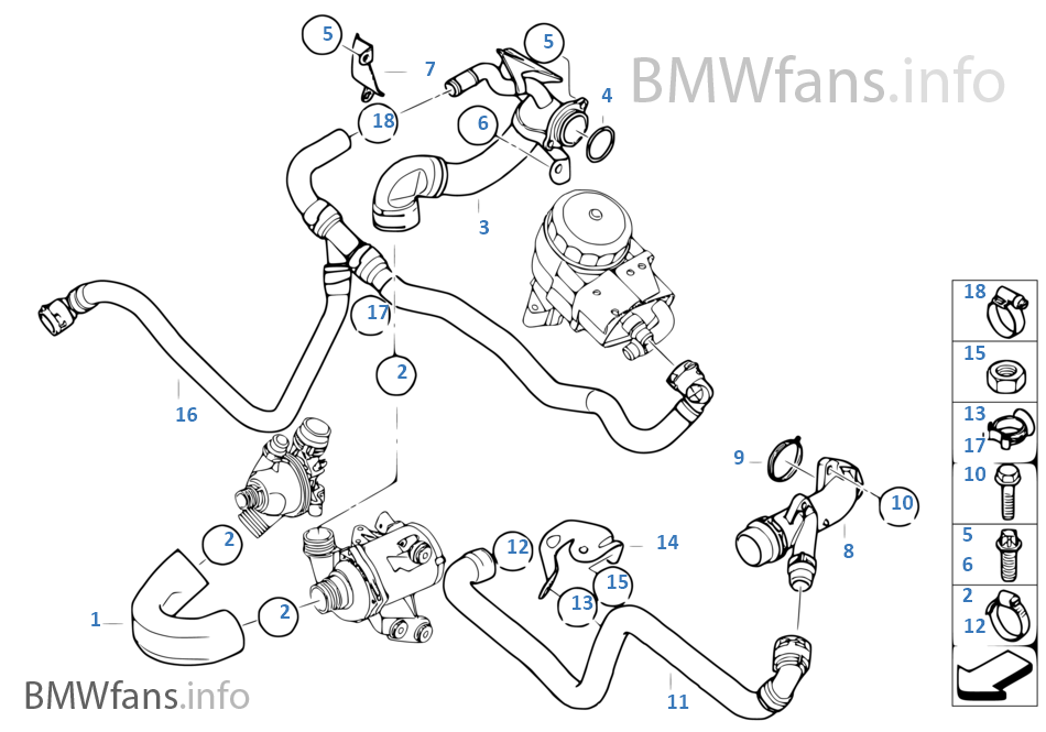 950x665 Cooling System Water Hoses Bmw 3' E90 320i N43 Europe