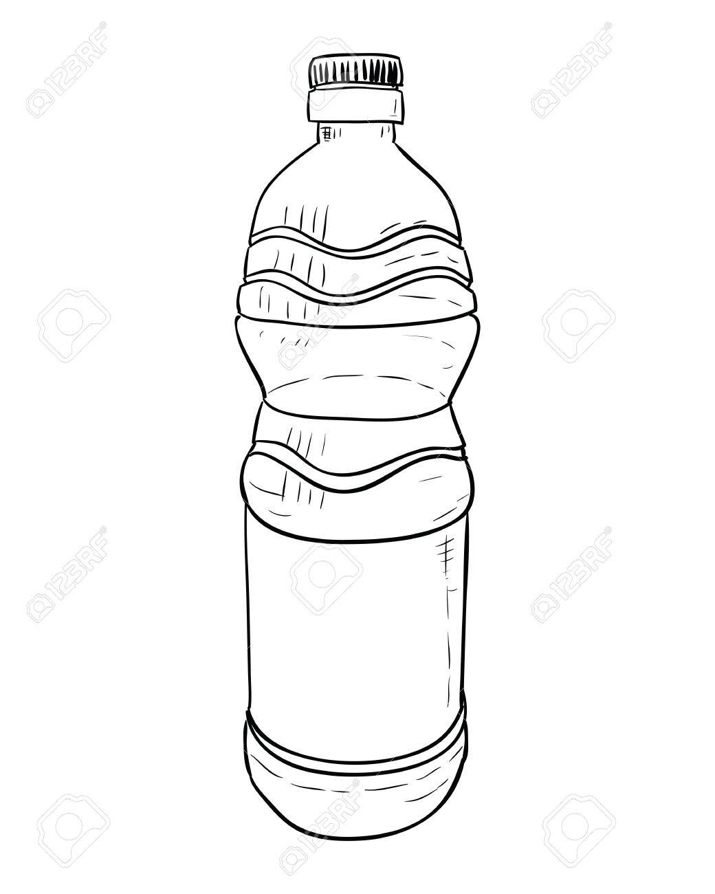 1040x1300 Vector Sketch Of Plastic Bottle. Hand Draw Illustration. Royalty