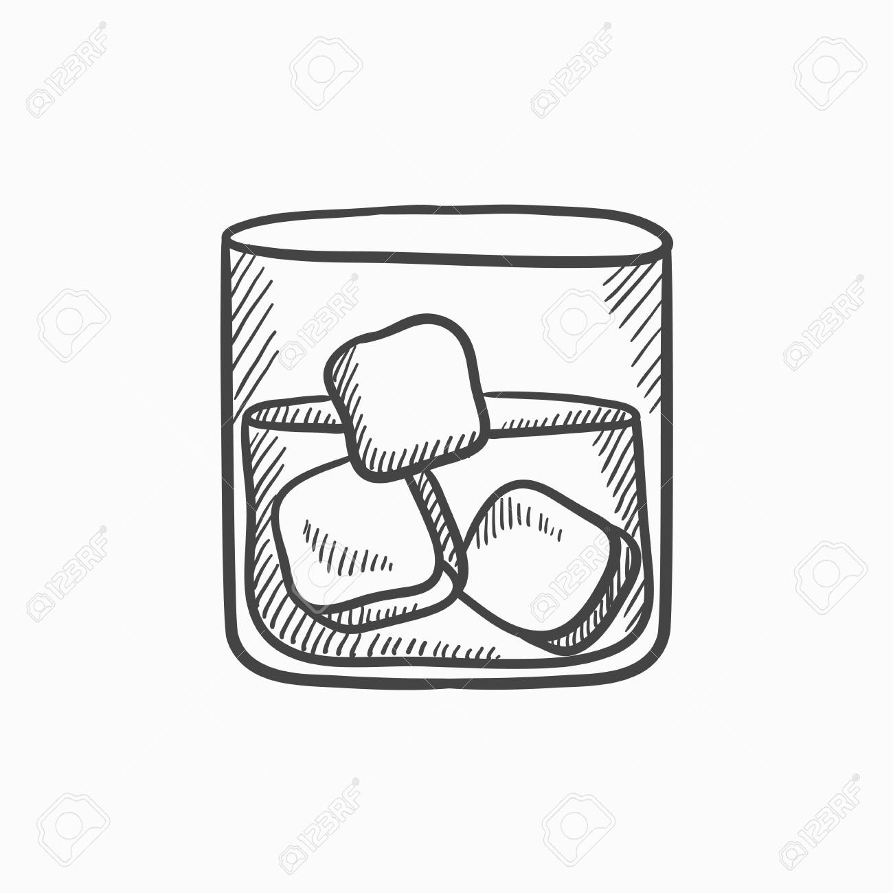 1300x1300 Glass Of Water With Ice Vector Sketch Icon Isolated On Background