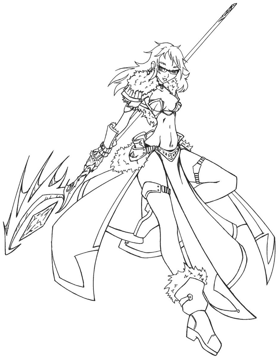 900x1155 Sorceress Of Water Lineart By N647