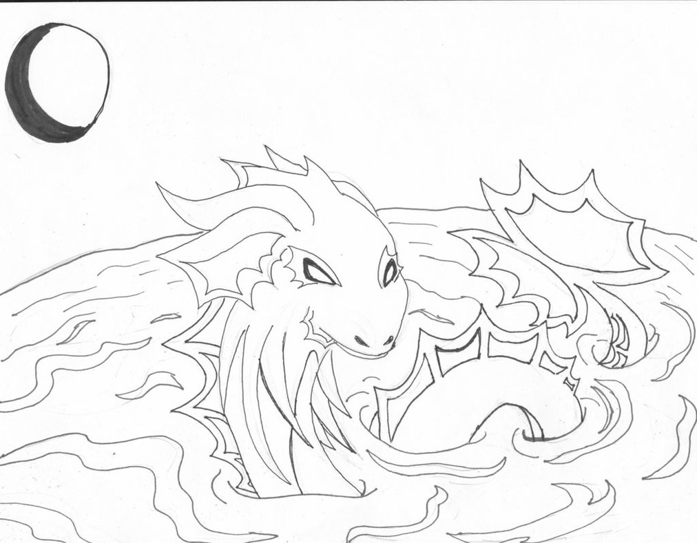 1012x789 Water Dragon Line Art By Themidnghtwolfstar