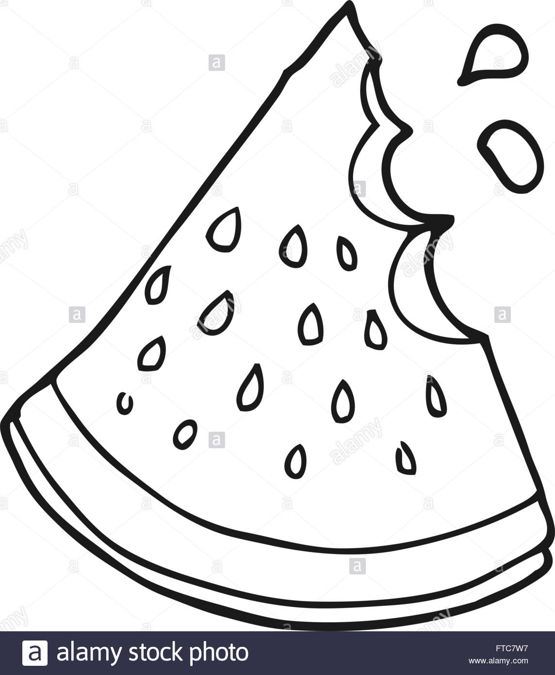 1144x1390 Freehand Drawn Black And White Cartoon Watermelon Slice Stock