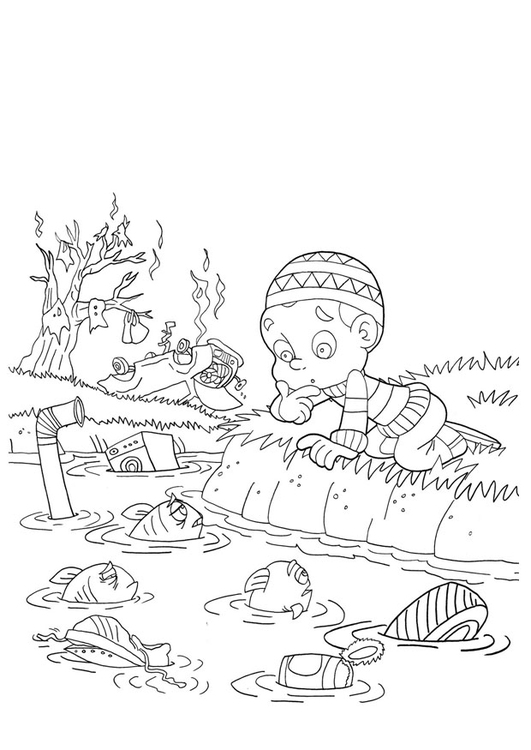 531x750 Coloring Page Water Pollution