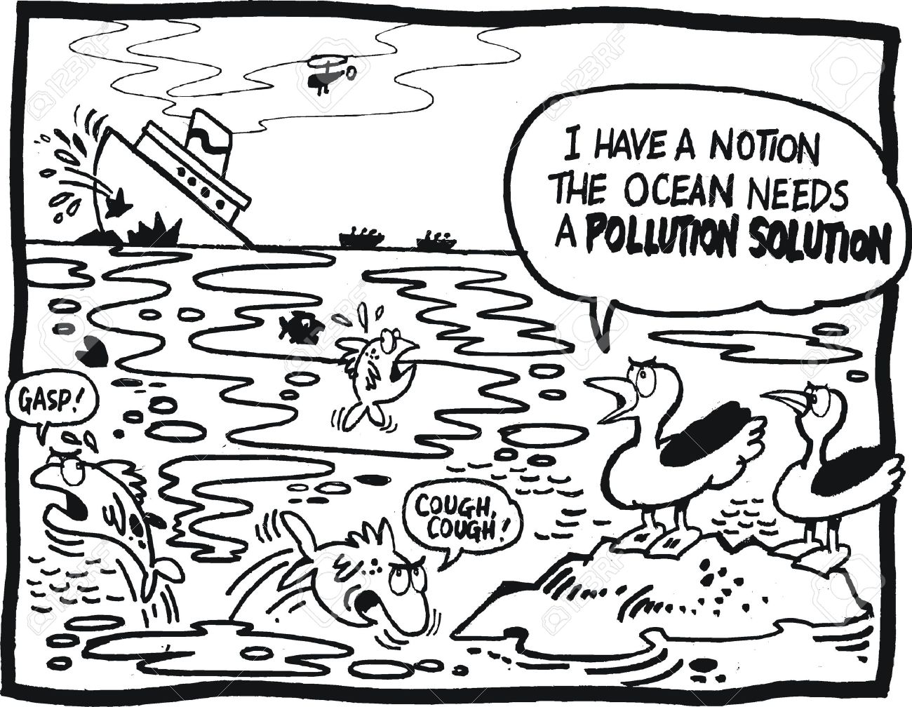 Water Pollution Drawing Easy Cartoon Of A Water Pollution For ...