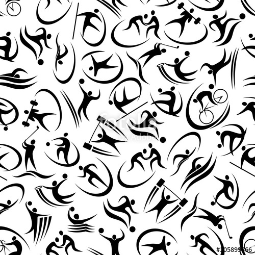 500x500 Black And White Seamless Pattern Of Football Or Soccer, Basketball