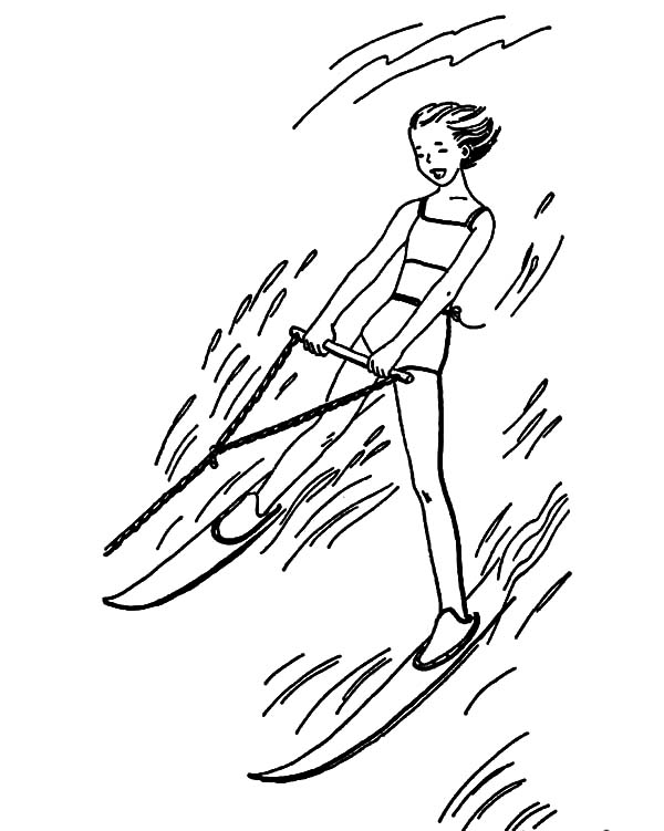 600x751 A Teenage Girl Do Water Skiing Bravely Coloring Pages Batch Coloring