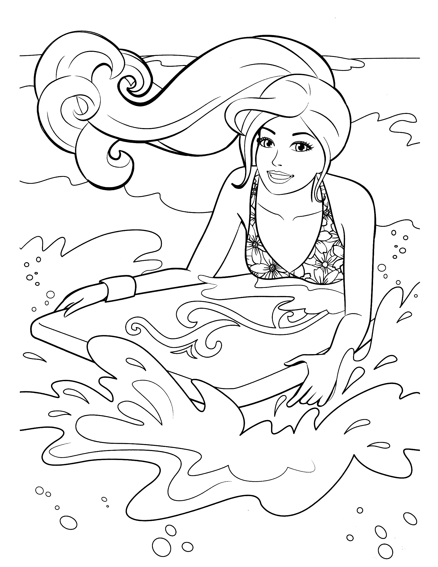 1700x2200 Free Printable Barbie Coloring Pages Playing Water Ski Free