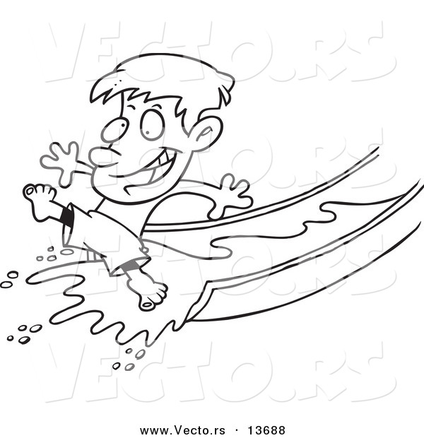 600x620 Vector Of A Cartoon Happy Boy On A Water Slide