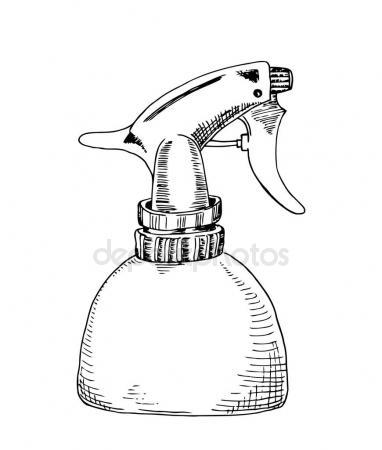 382x450 Water Spray. Barber Accessory. The Sketch Marker. Vector Stock