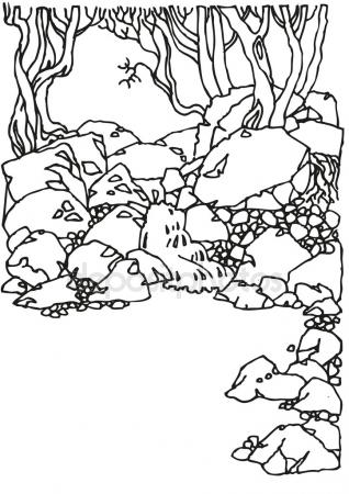318x450 Mountain Stream. Vector Drawing Stock Vector Marinka