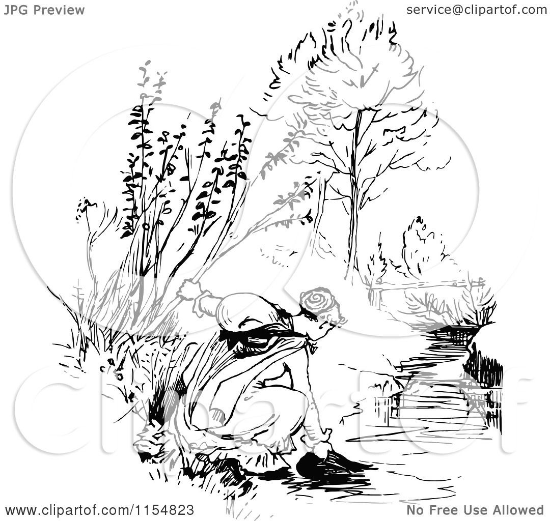 1080x1024 Clipart Of A Retro Vintage Black And White Woman Getting Water