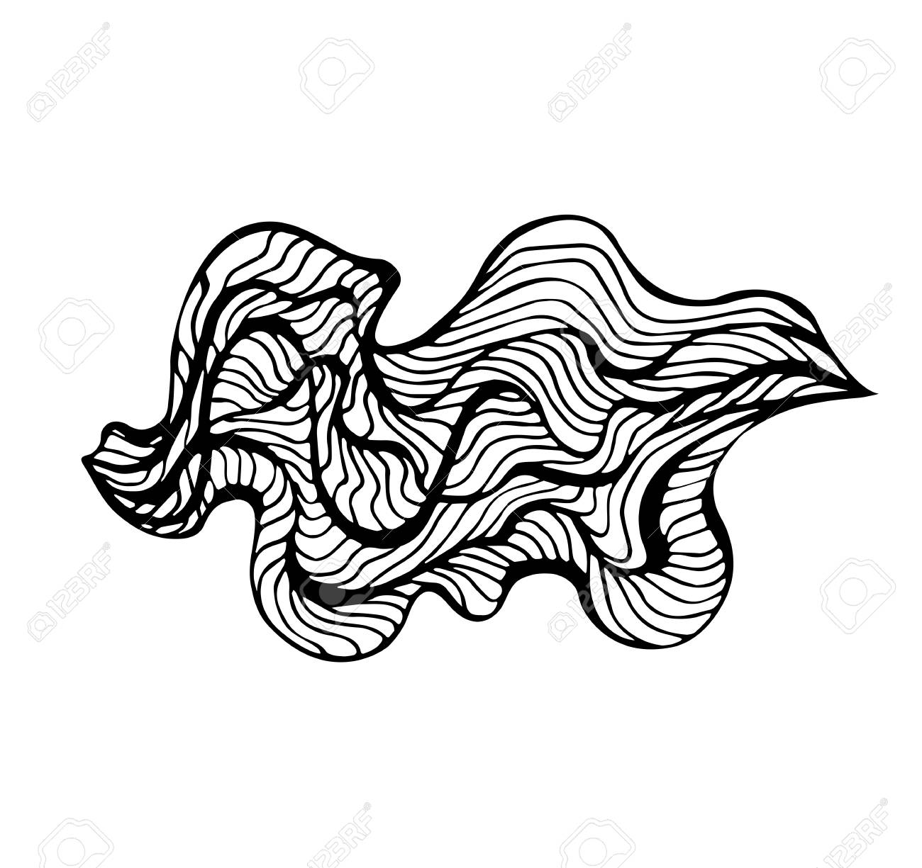1300x1225 Marine Background With Stylized Black Waves On A Light Background