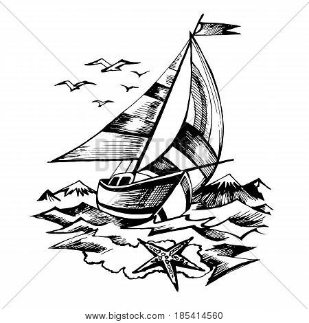 450x470 Sailing Boat Vector Sketch Vector Amp Photo Bigstock