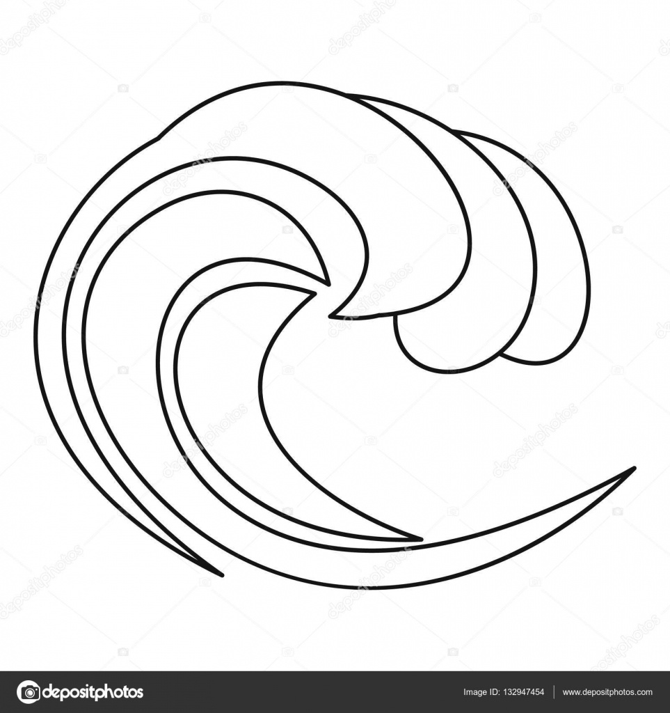 963x1024 Water Wave Icon, Outline Style Stock Vector Ylivdesign