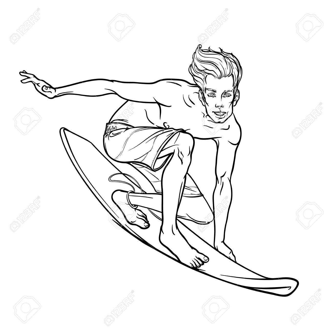 1300x1300 Drawn Surfboard Water Wave