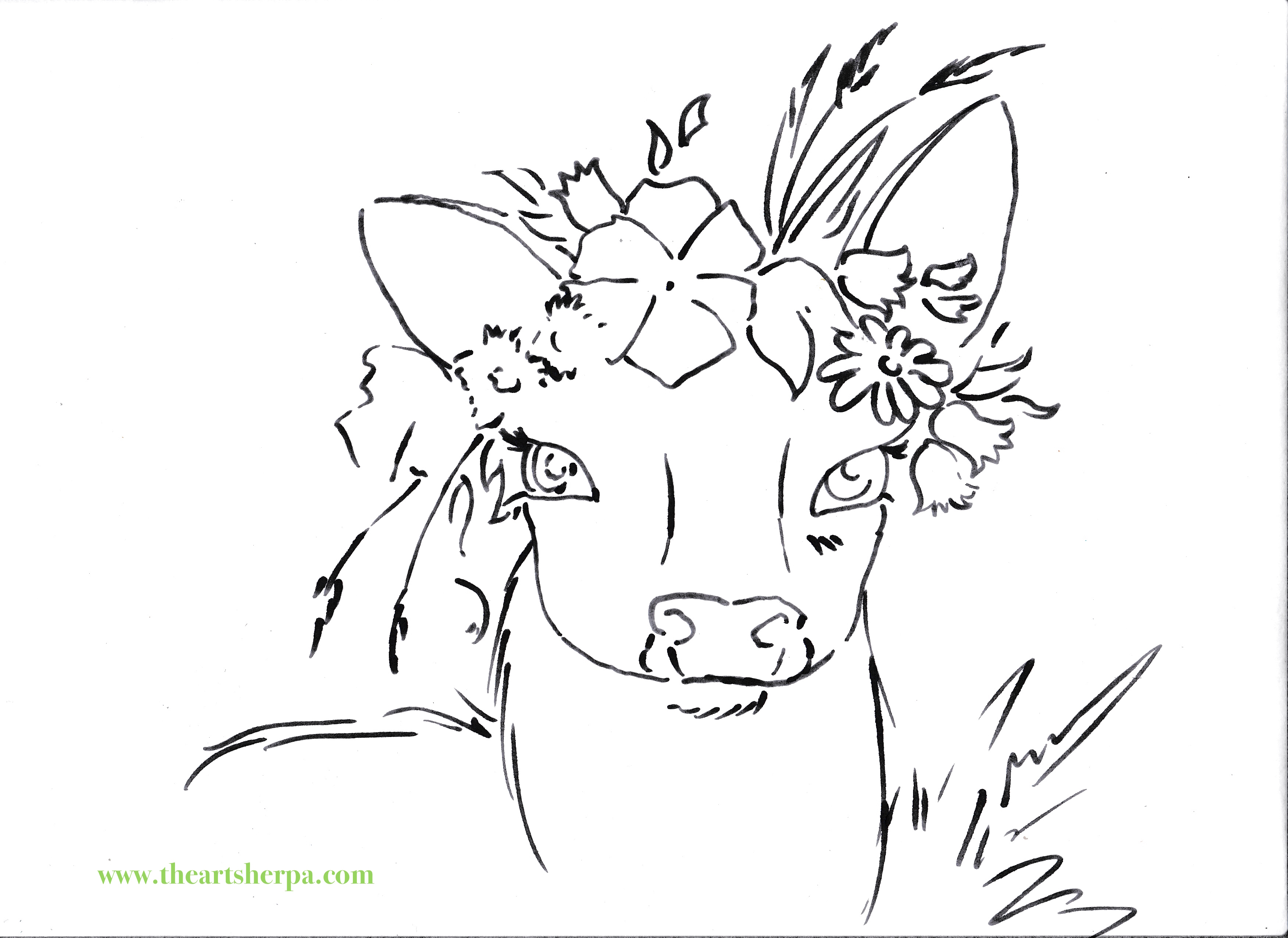 3504x2552 Deer With Floral Crown Viviva Watercolor Traceable For The Art