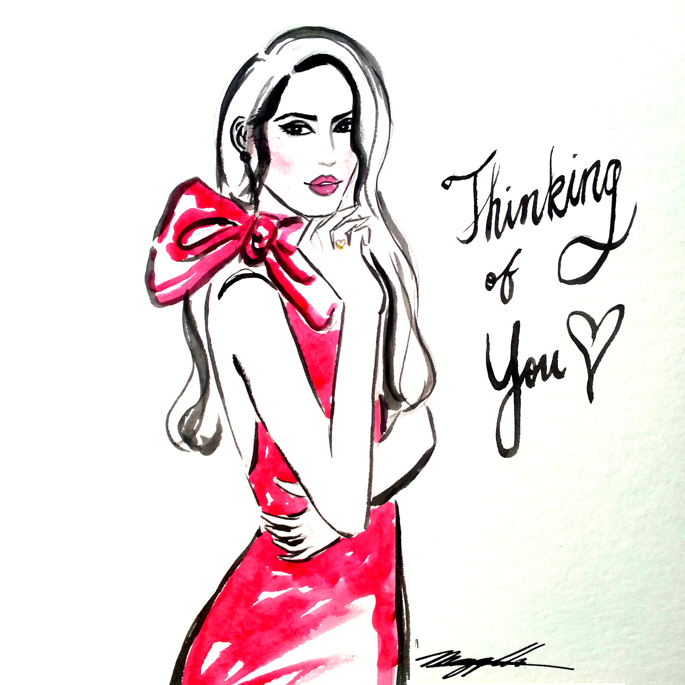 2288x2288 Thinking Of You. Watercolor, Fashion Illustration, Sketch