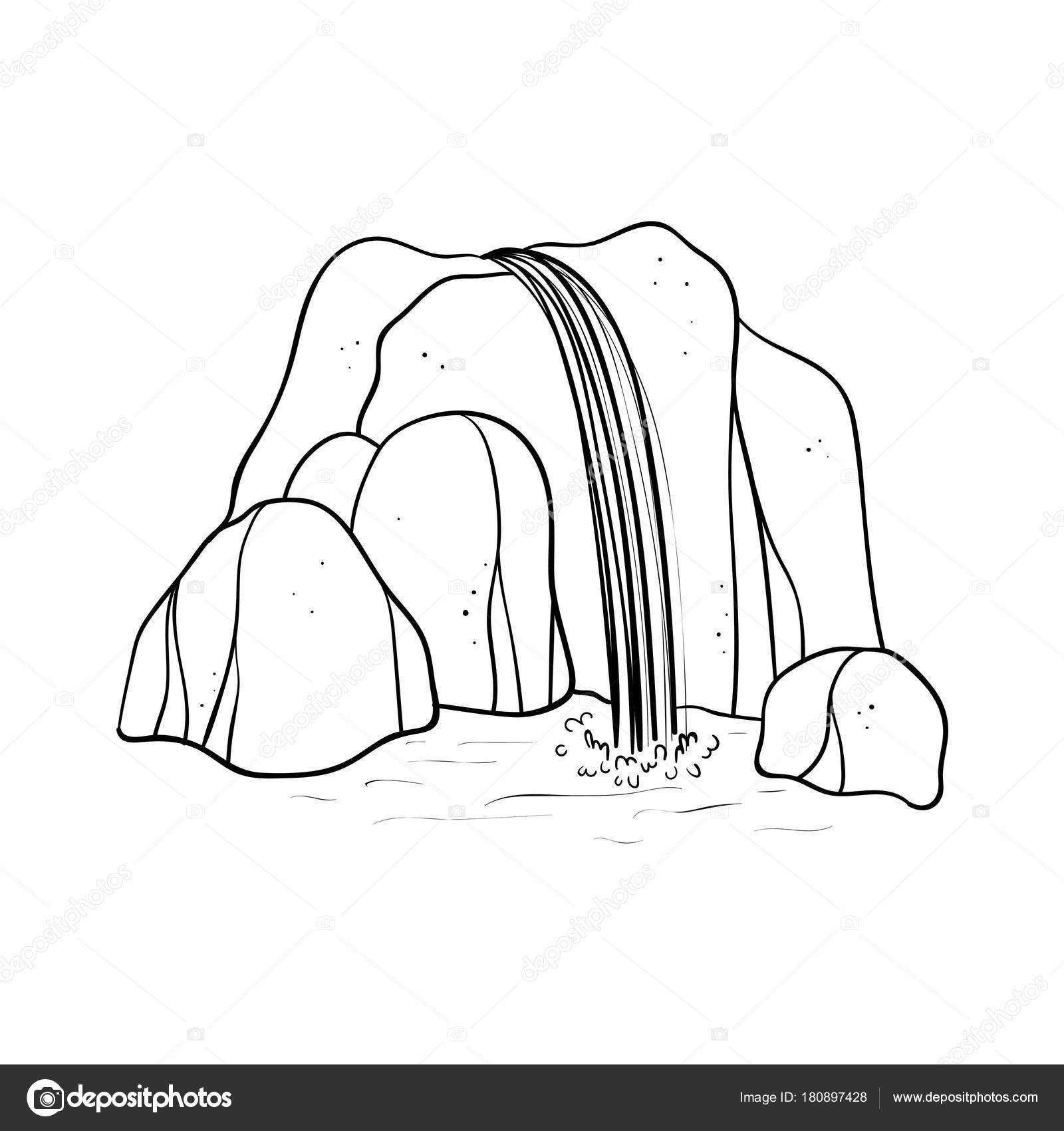 1600x1700 Vector Illustration Of Waterfall. Stock Vector Pikovit