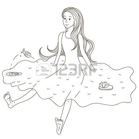 450x450 A Girl Sits In The Water, Water As A Dress, Hair Like A Waterfall