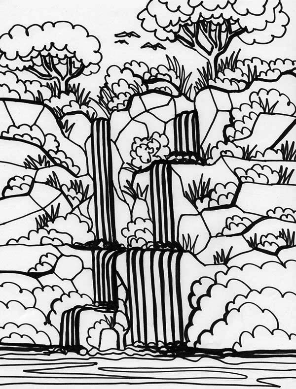 600x790 Rainforest, Rainforest And Waterfalls Coloring Page Coloring 4