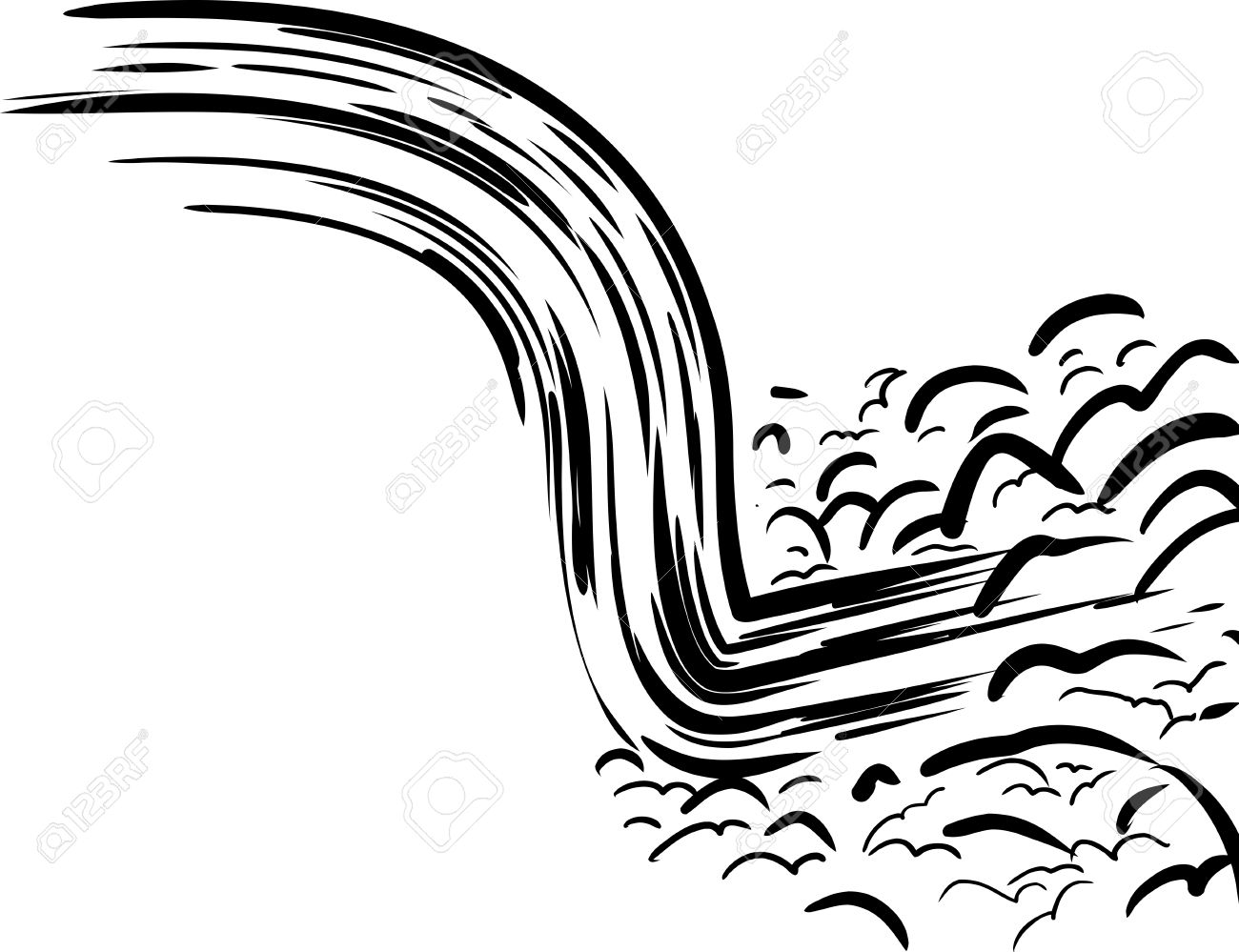 1300x999 Drawn Waterfall Doodle