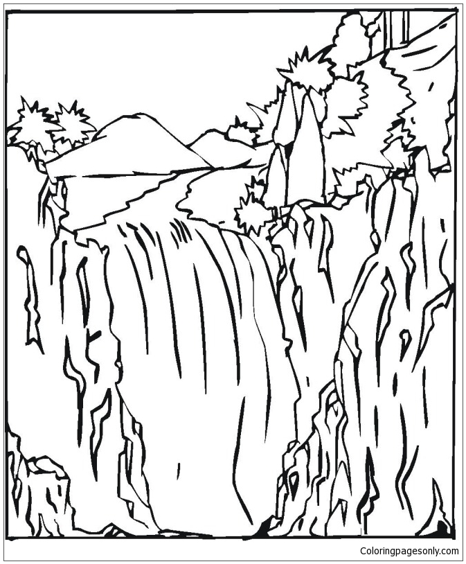 673x814 Waterfall 2 Coloring Page