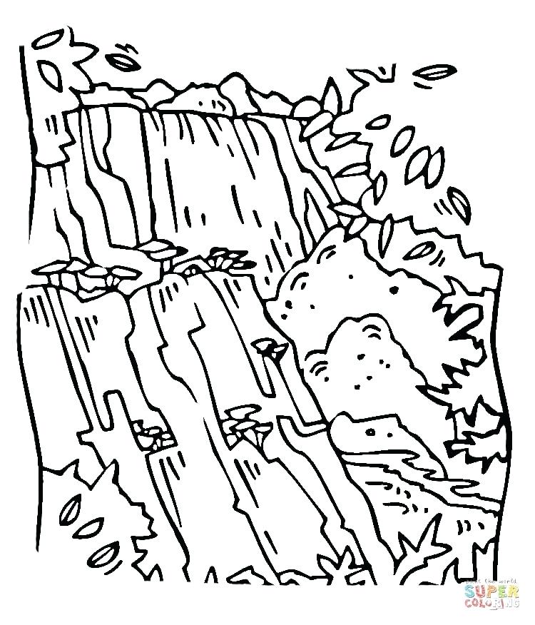 750x876 Waterfall Coloring Page Waterfall 1 Coloring Page Rainforest