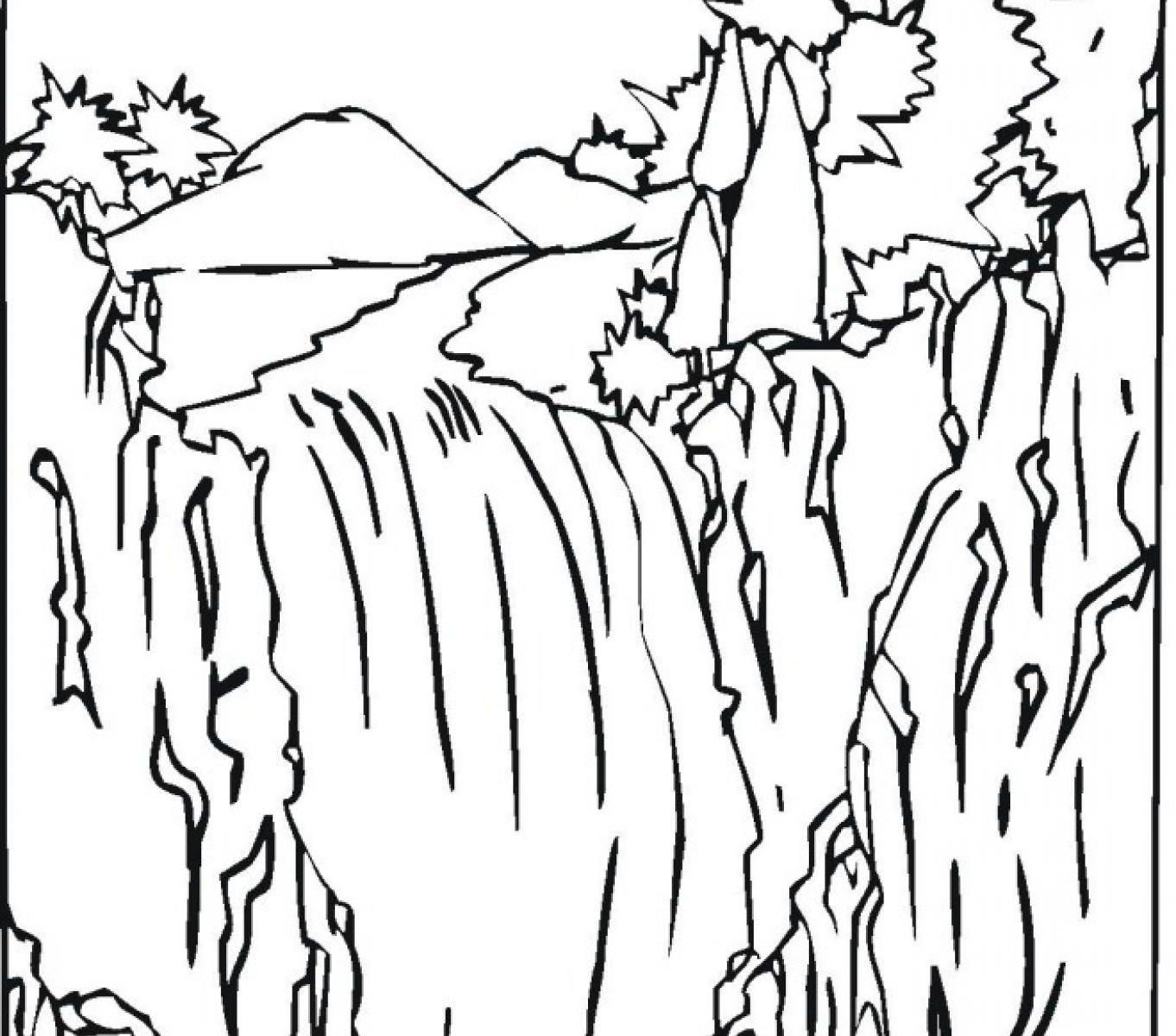 1362x1200 Waterfall Coloring Pages
